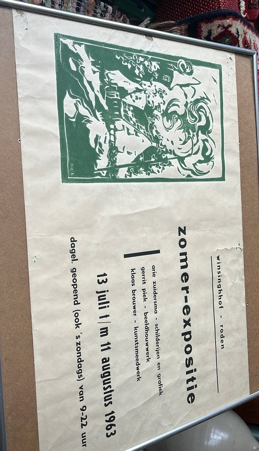 Oud Poster Expositie o.a.Arie Zuidersma Groninger Ploeg)1963, Ophalen of Verzenden, Gebruikt, Vierkant, Overige onderwerpen