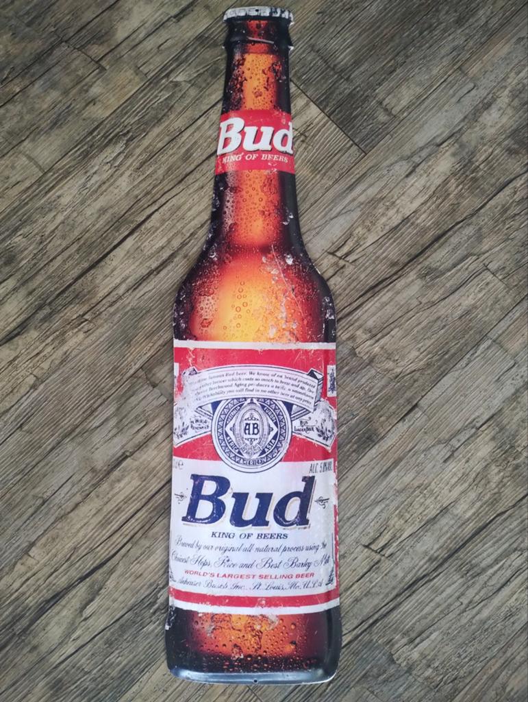 Budweiser bier reclamebord, Ophalen of Verzenden, Gebruikt, Reclamebord, Plaat of Schild, Overige merken