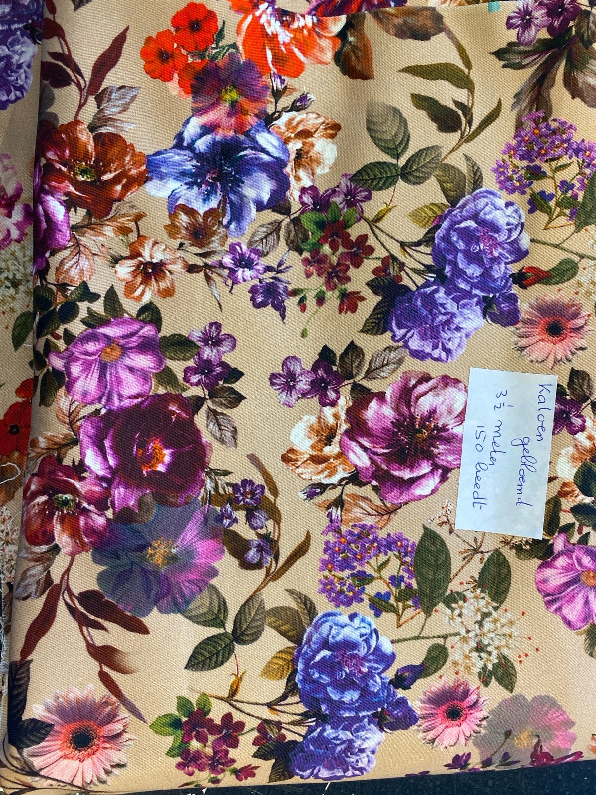 Stevig katoen met bloemenprint, Meerkleurig, 120 cm of meer, Ophalen of Verzenden, Katoen