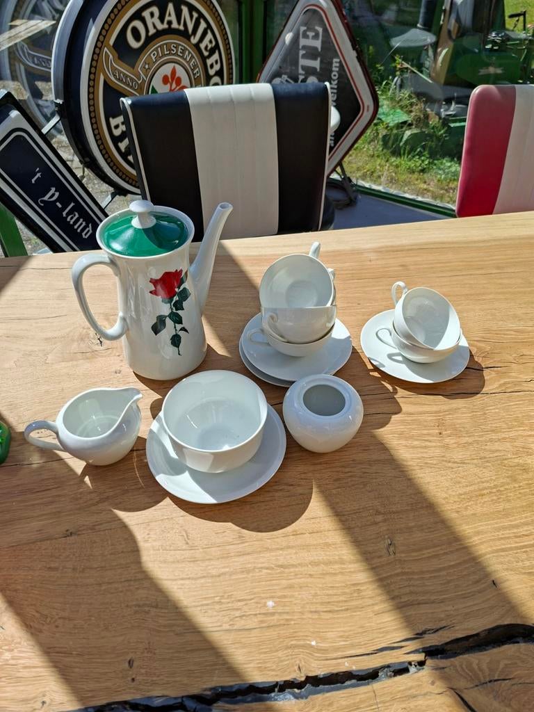 Vintage Bavaria Creidlitz Koffieservies met Roosdecoratie, Ophalen of Verzenden