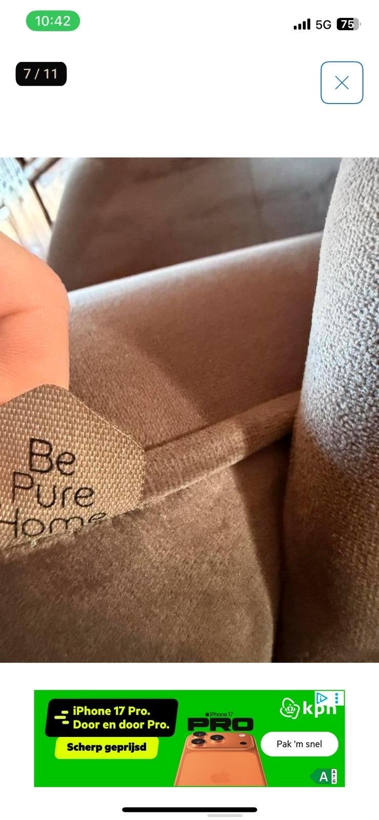 2x BePureHome Vogue fauteuil taupe fluweel - Zo goed als nie, Ophalen of Verzenden, Zo goed als nieuw, Stof