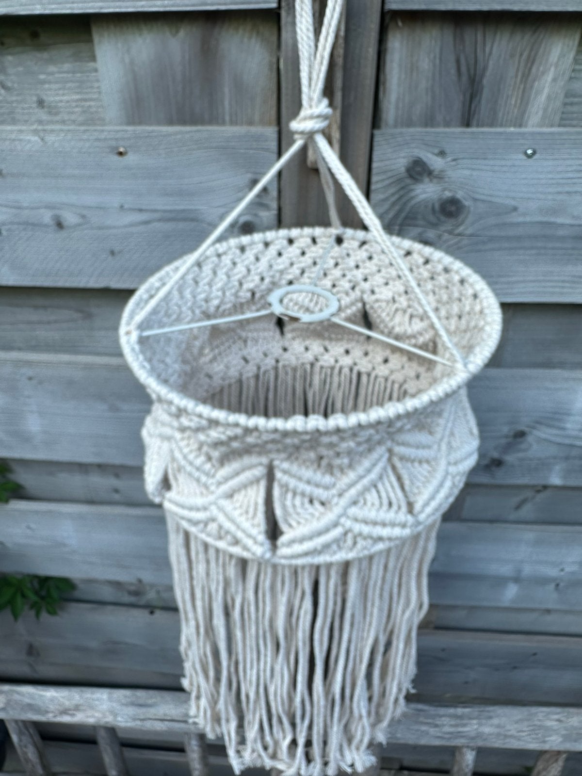 Macrame lampenkap - Bohemian stijl - Zonder fitting, Hanglamp, Beige, Rond, Zo goed als nieuw