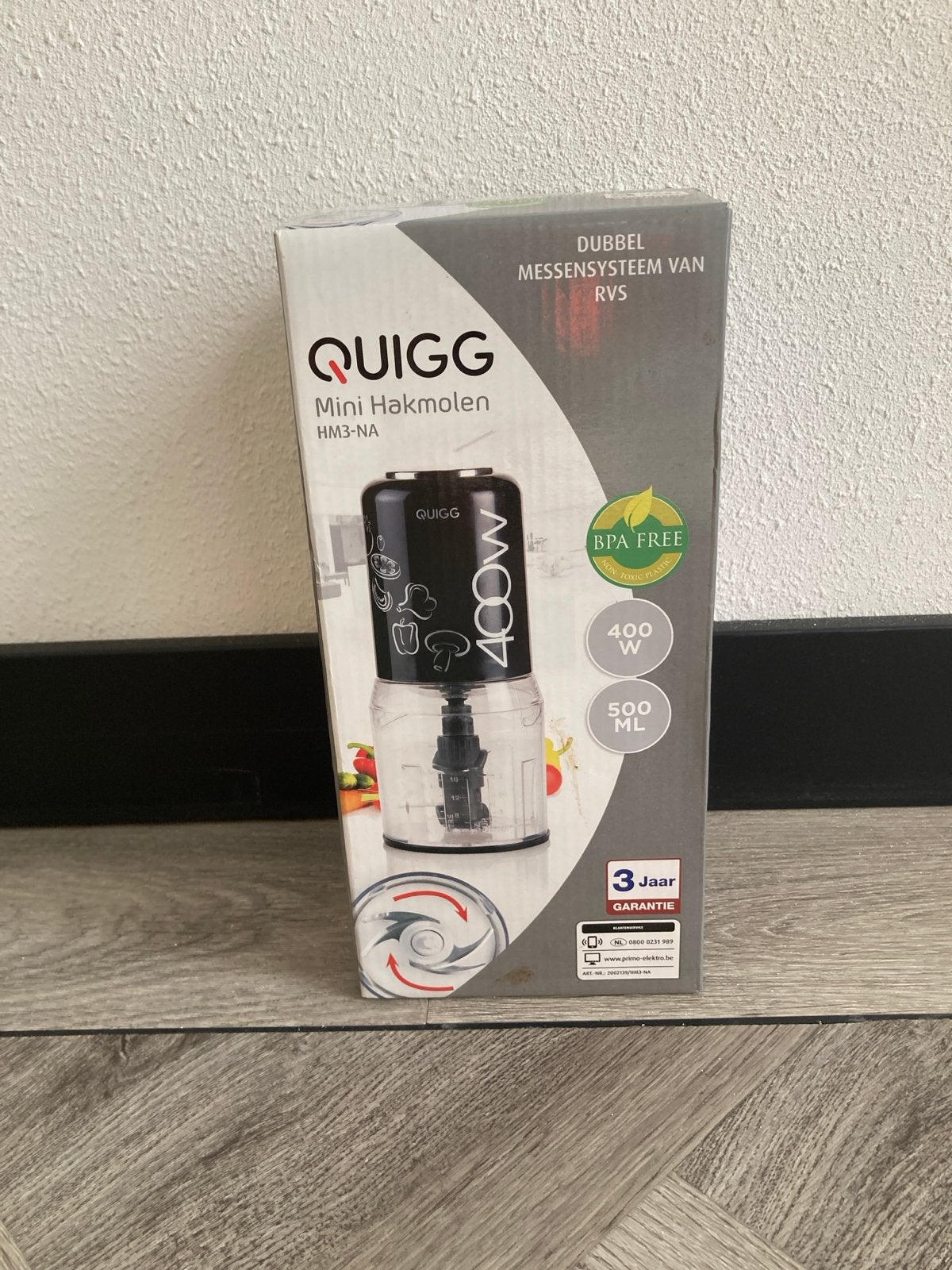 QUIGG Mini Hakmolen HM3-NA - 400W, 500ml, BPA-vrij, Minder dan 1 liter, Ophalen, Nieuw, 1 snelheid