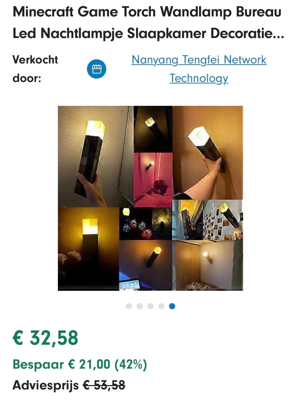 Minecraft Torch LED Nachtlampje - Slaapkamer Decoratie, Ophalen of Verzenden, Zo goed als nieuw