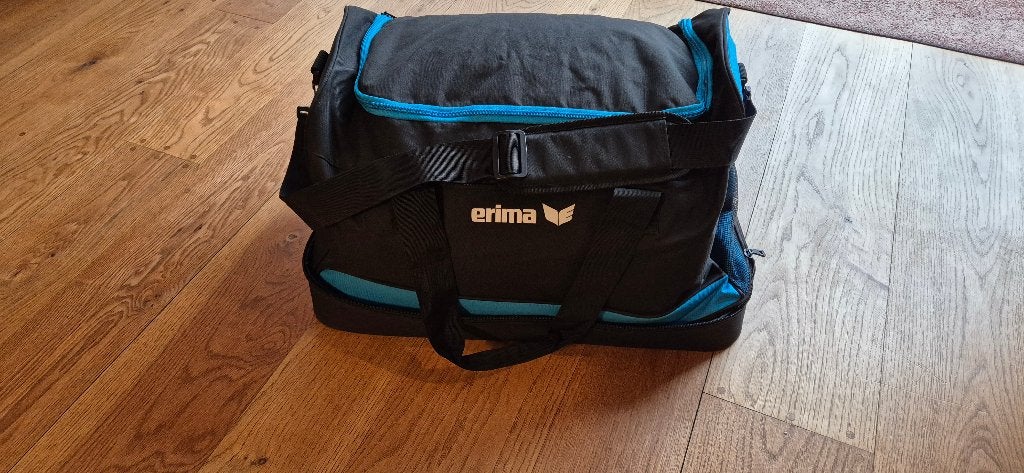 Erima sporttas/reistas - Zwart/Blauw, Ophalen, Gebruikt, 20 tot 30 cm, Zwart