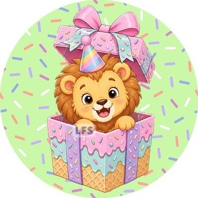 L2808 ouwel leeuwtje 20x4,7cm eetbare cupcake rondjes vers, Ophalen of Verzenden, Nieuw, Cupcakes, Versiering