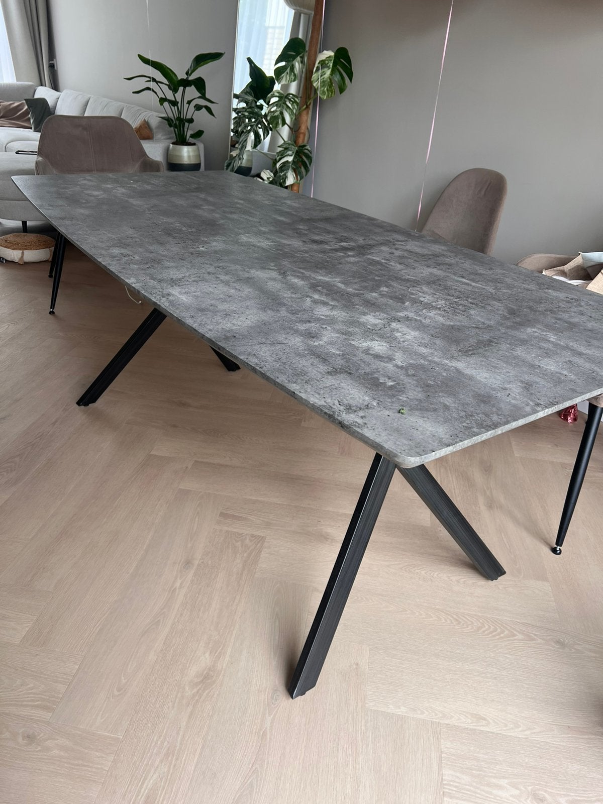 Eettafel betonlook 190x90cm, Huis en Inrichting, Tafels | Eettafels, Ophalen, 50 tot 100 cm, Zo goed als nieuw, 150 tot 200 cm