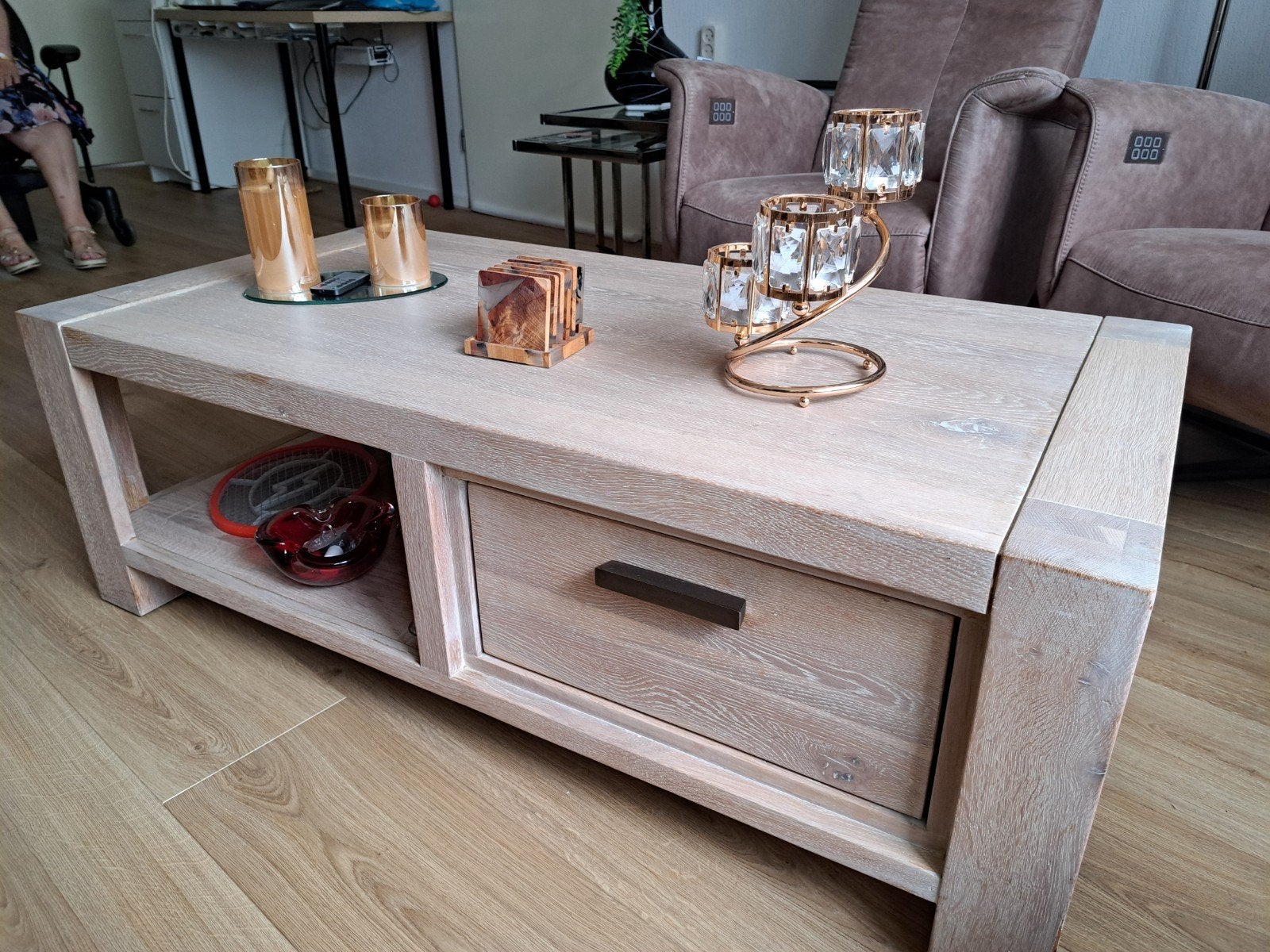 Salontafel licht eiken, Ophalen