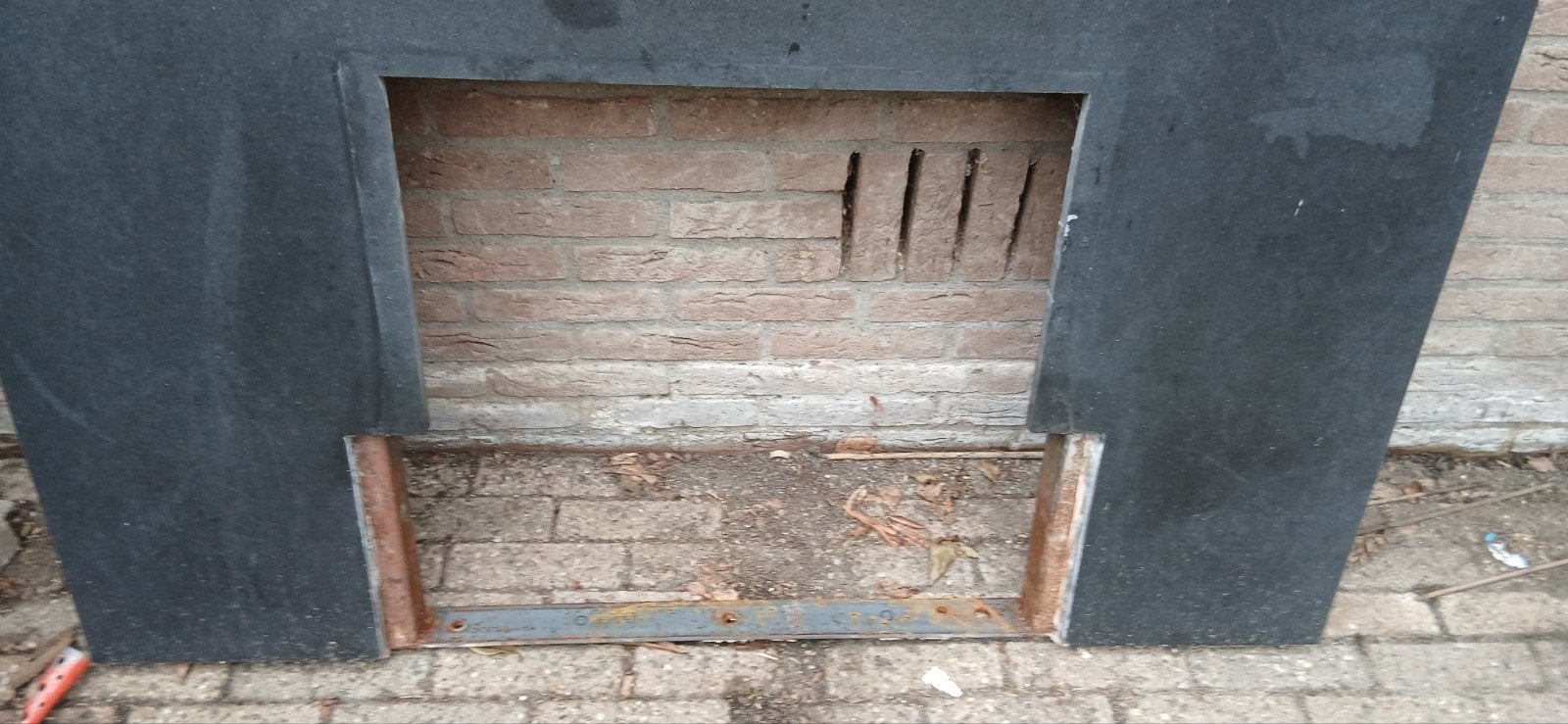 zwart marmeren haardombouw gratis, Ophalen, Vrijstaande haard, Houthaard