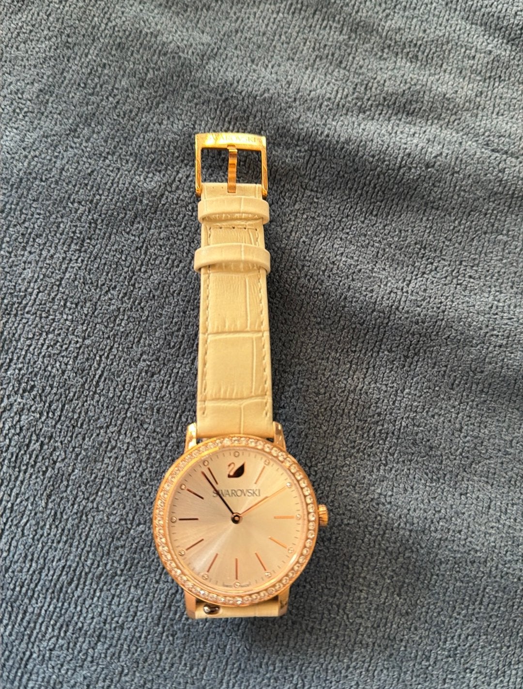 Swarovski horloge met leren band. Zgan!, Ophalen, Zo goed als nieuw, Leer, Overige merken