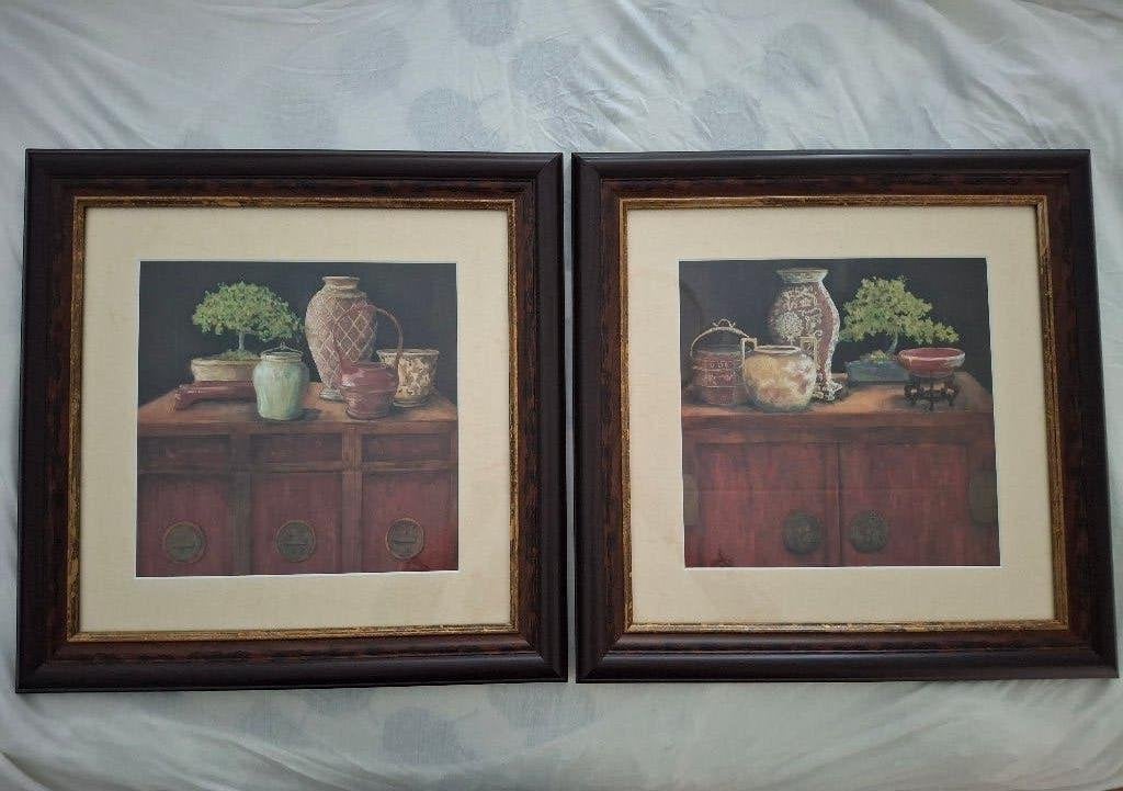 Decoratieve schilderijen met glasplaat (set twee stuks), Ophalen, 50 – 75, Zo goed als nieuw, Schilderij