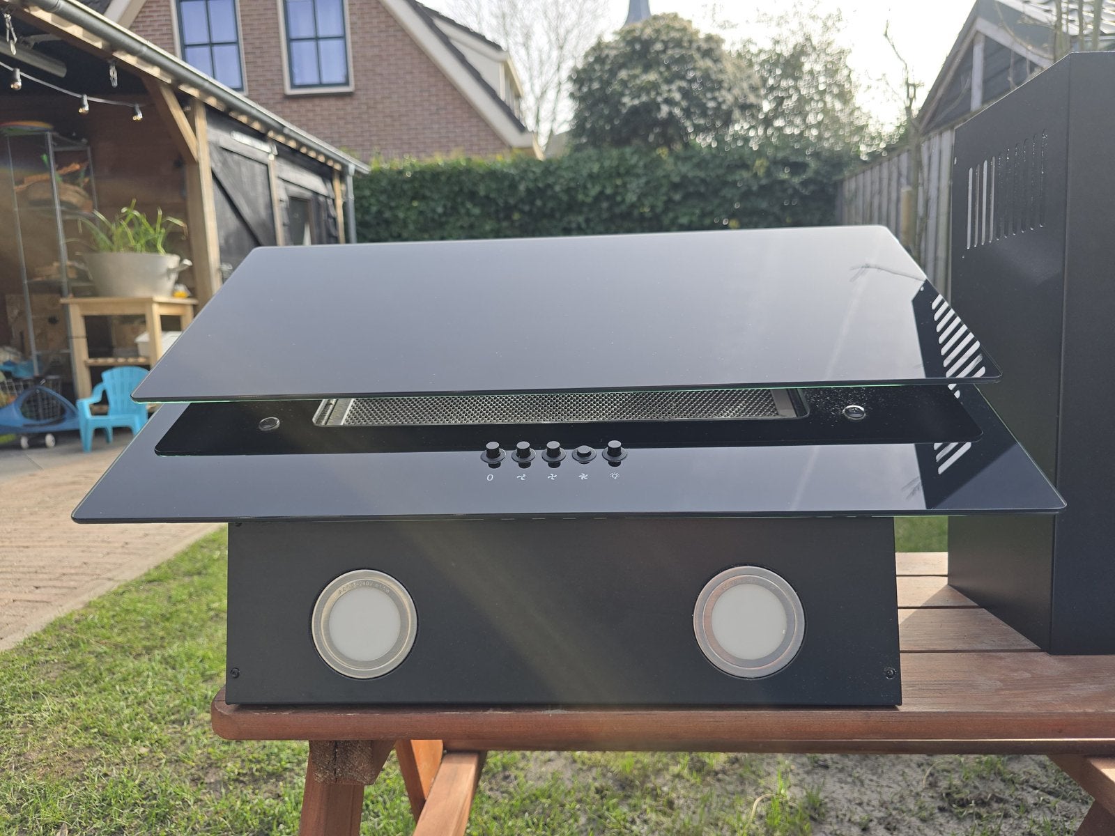 KTV-2860 Zwarte Schuine Afzuigkap 60cm - Z.g.a.n., Ophalen, Wandschouwkap, Zo goed als nieuw, Vrijstaand