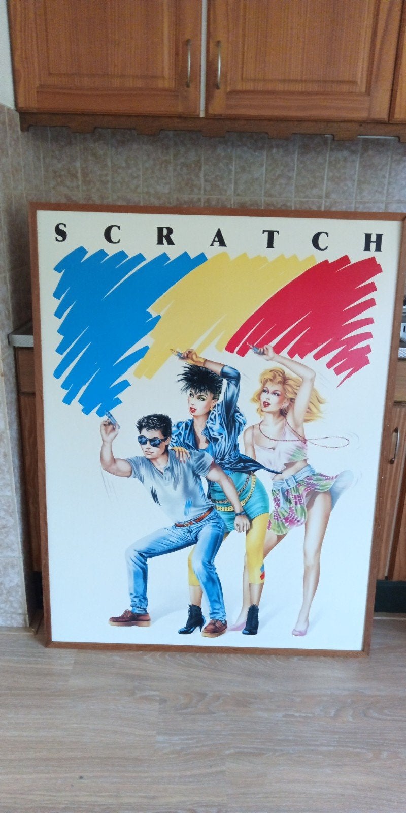 Vintage 'Scratch' Poster Jaren '80 - Kwetsbaar, Ophalen, Met lijst, A1 t/m A3, Overige onderwerpen