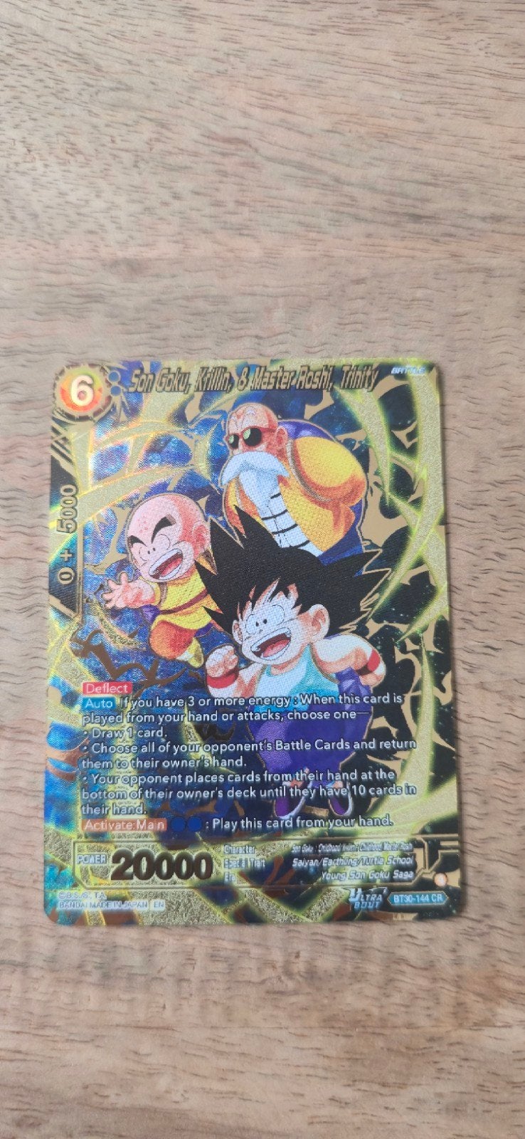 Son Goku, Krillin & Master Roshi, Trinity BT30-144 CR, Ophalen of Verzenden, Zo goed als nieuw, Losse kaart, Foil
