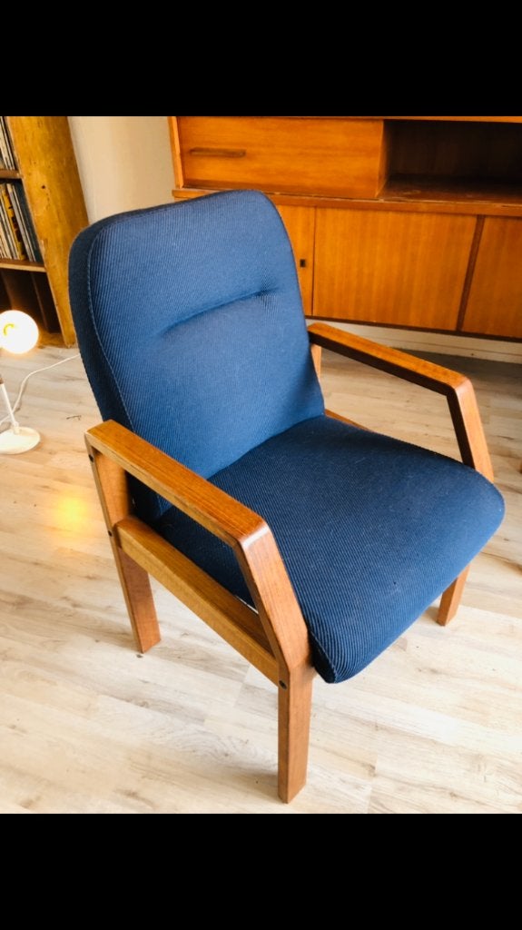 Midcentury fauteuils teak design vergaderstoelen - 6x, Huis en Inrichting, Fauteuils, Ophalen, Gebruikt, 75 tot 100 cm, Stof