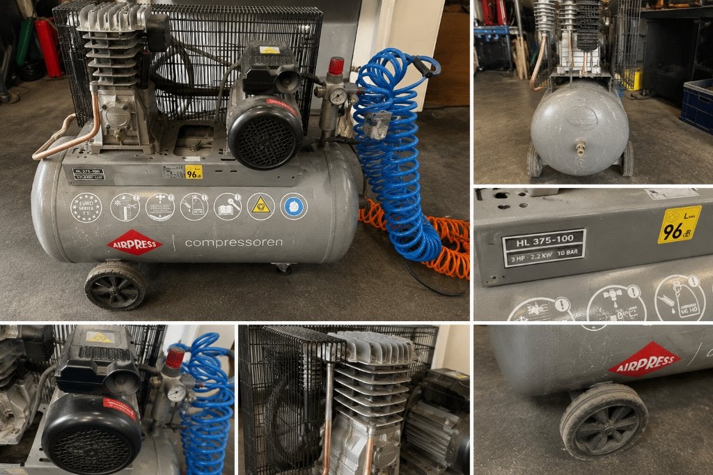 Airpress HL 375-100 Compressor 100L – 375 l/min – 230V, Gebruikt, Airpress Nederland B.V. P.O. Box 114 8900 AC Leeuwarden Nederland