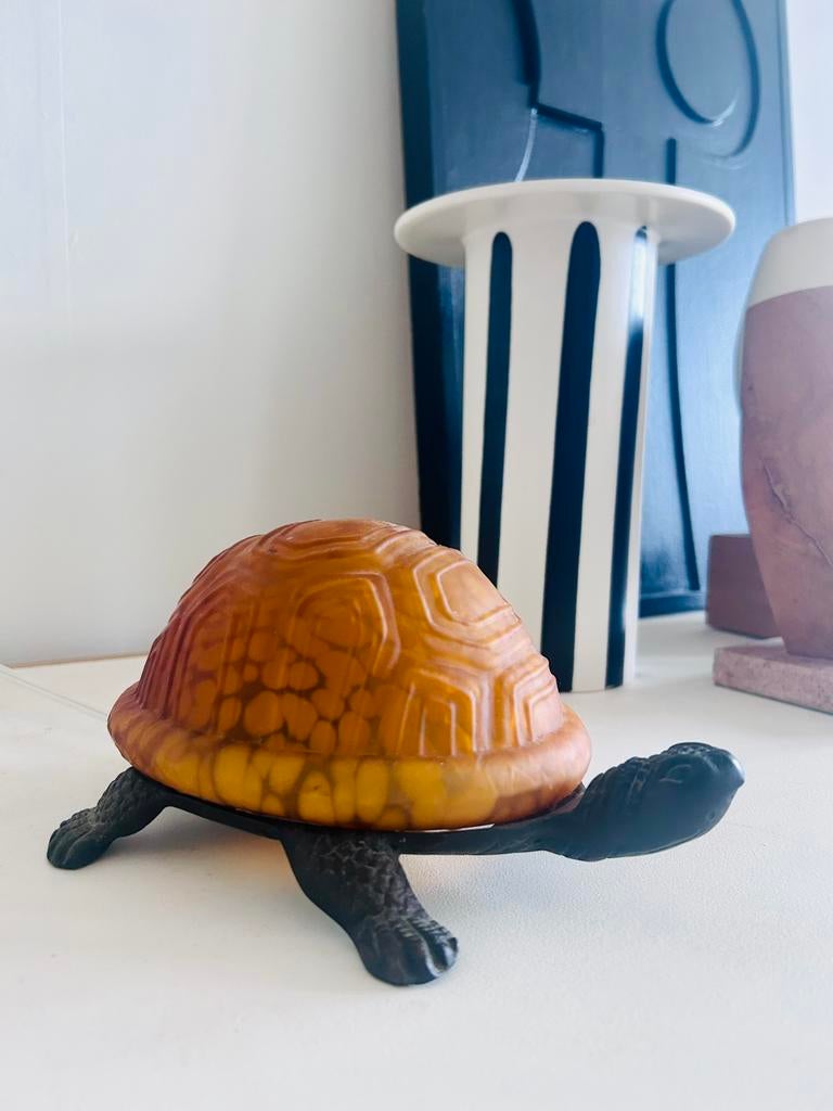 Schildpad tafellamp | vintage | Tiffany-stijl, Ophalen of Verzenden, Zo goed als nieuw, Glas, Minder dan 50 cm