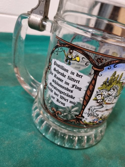 bierpul glas met tinnen deksel, Ophalen of Verzenden, 'T Olde Gre-j, Info@toldegrej.nl, Endepoelstraat 20f Didam