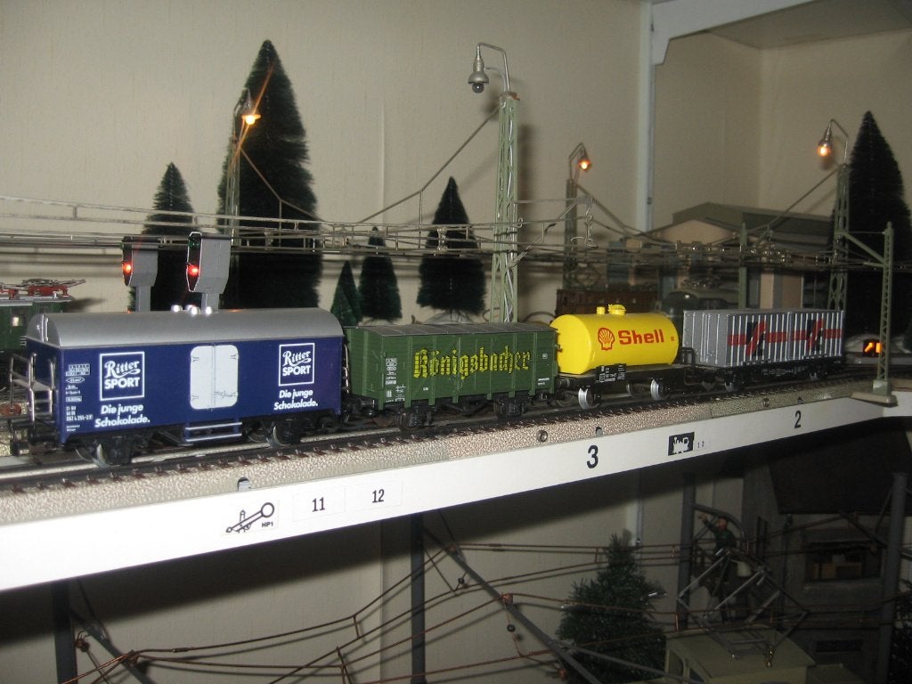 MARKLIN 4 div. goederen wagons+ DB Meiller laadkraan auto, Wisselstroom, Wagon, Ophalen of Verzenden, Zo goed als nieuw