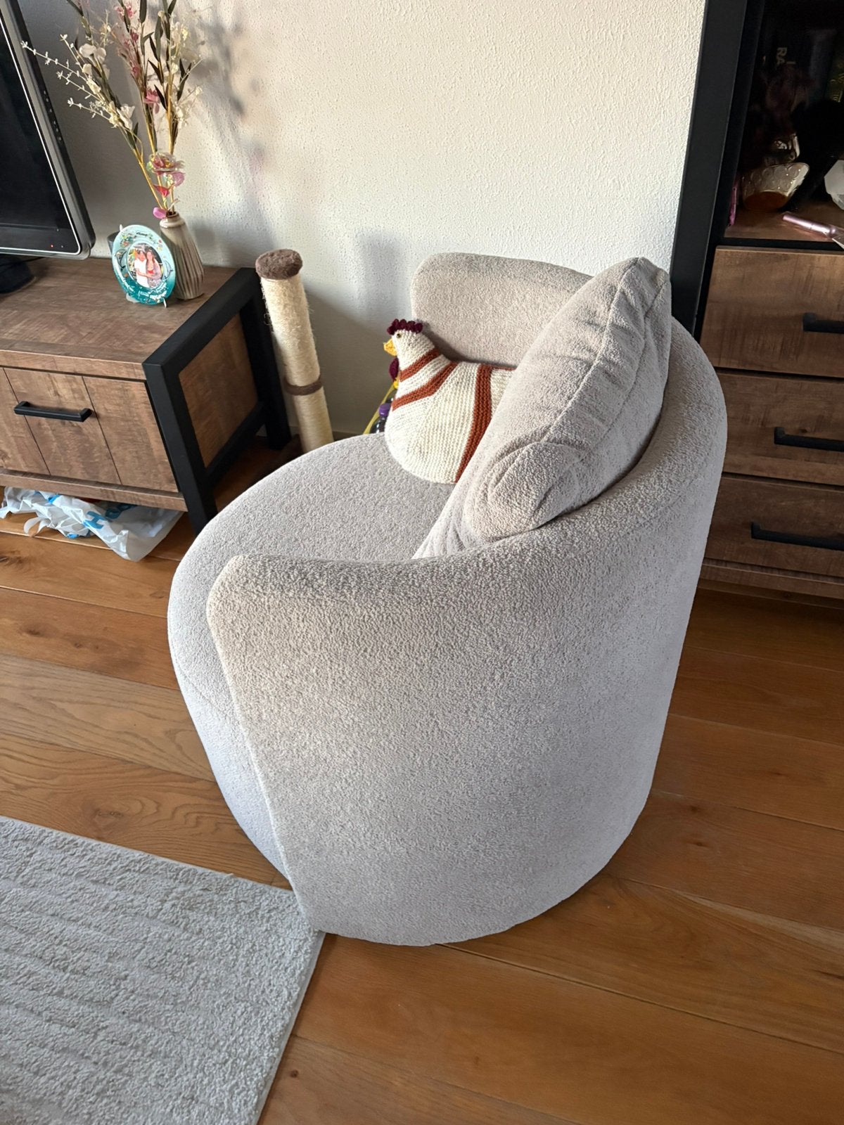 Gloednieuwe ronde fauteuil, Ophalen, Eenpersoons, 75 tot 100 cm, Zo goed als nieuw