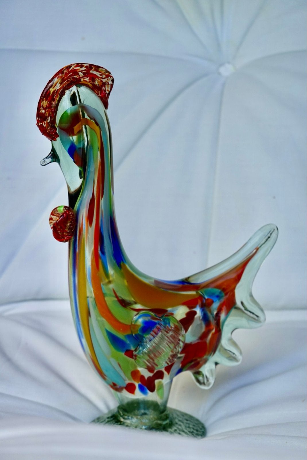 Kleurrijke glazen haan - Murano stijl, Antiek en Kunst, Ophalen of Verzenden