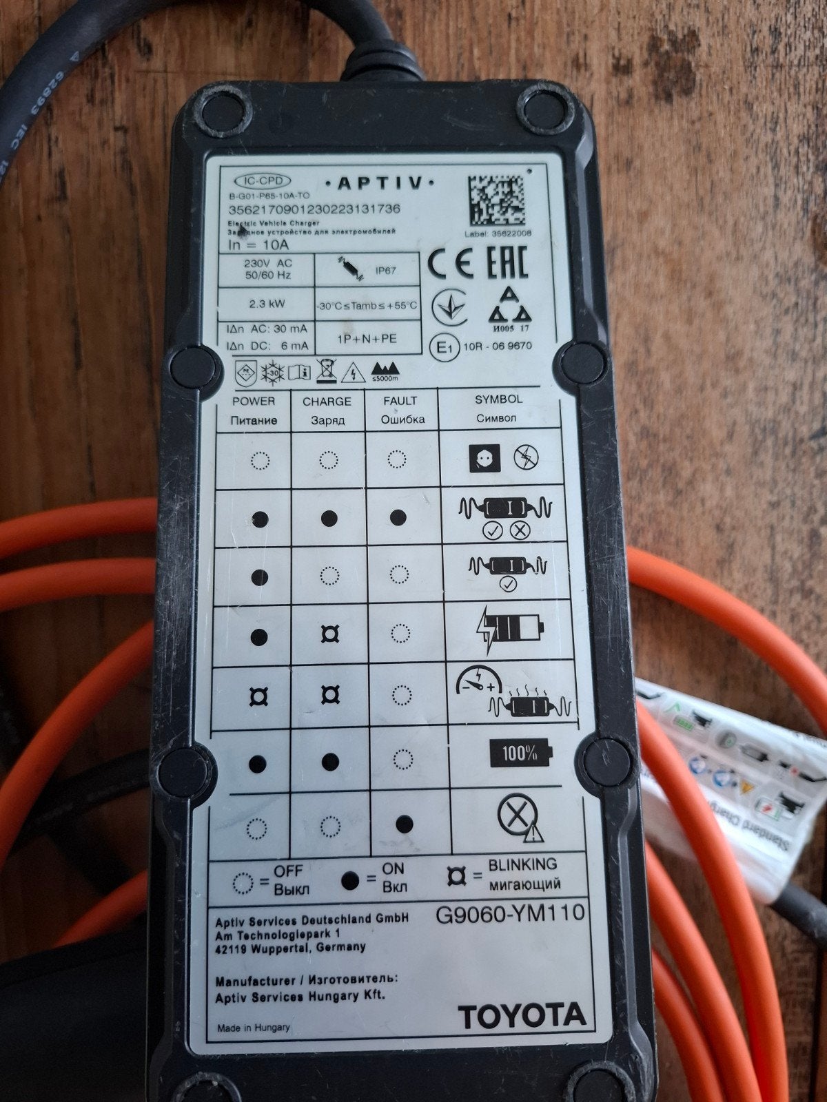 Toyota EV Laadkabel Type 2 - 2.3 kW (Mode 2), Ophalen of Verzenden, Gebruikt, Toyota