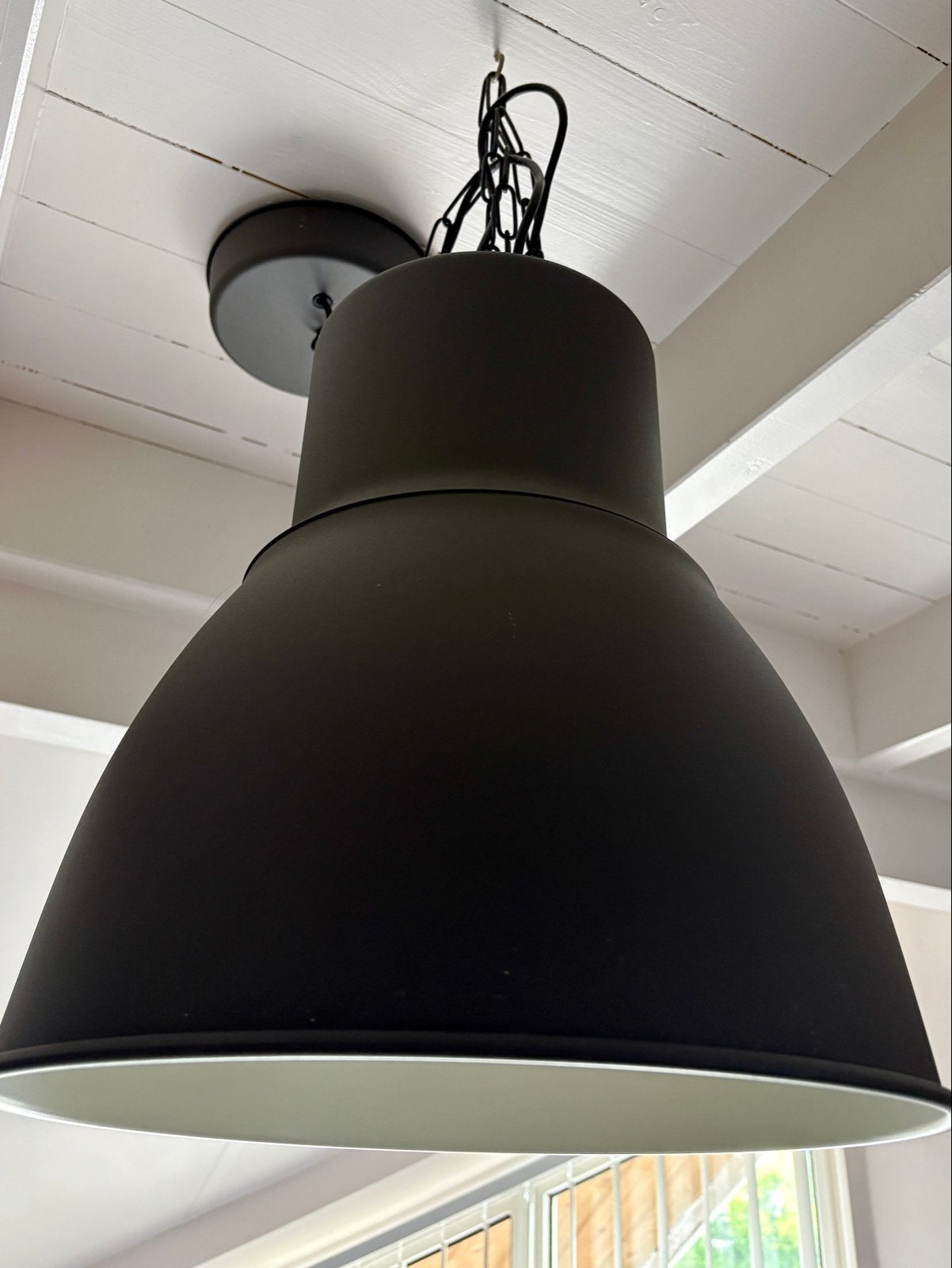 Zwarte industriële hanglamp, Ikea, Ophalen, Zo goed als nieuw, Metaal, E27 (groot)