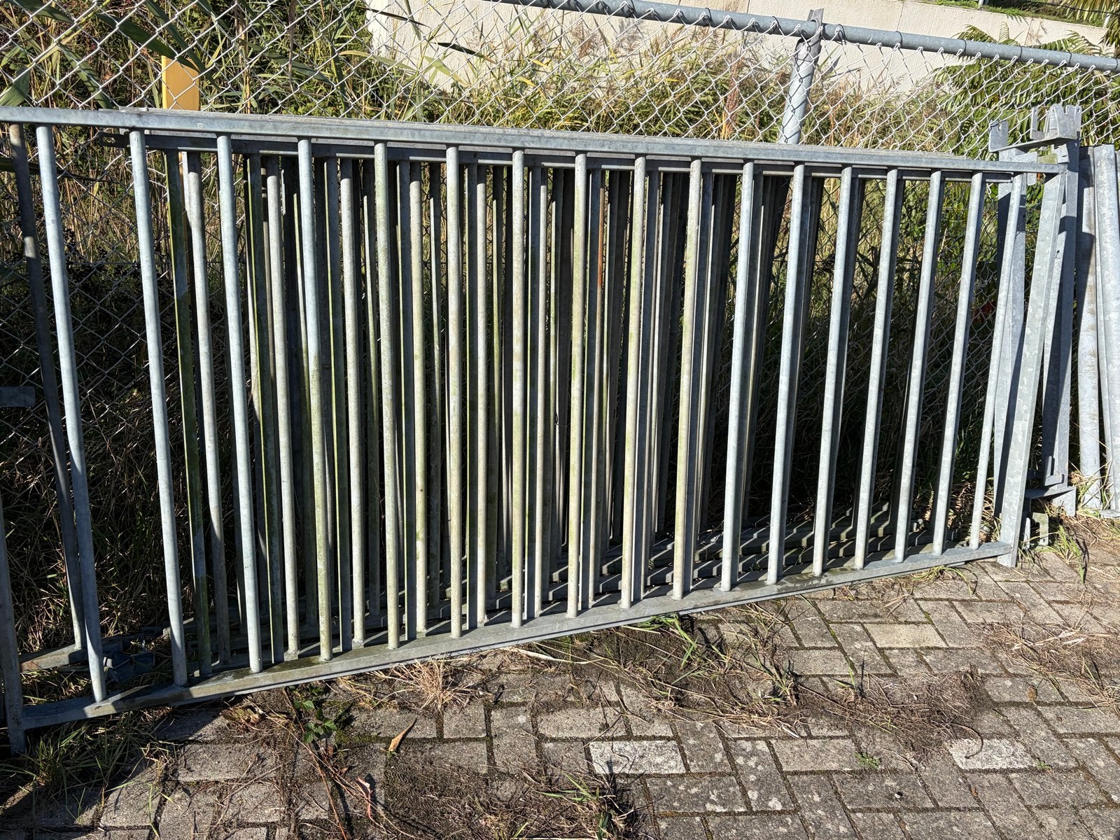 Gebruikt spijlenhekwerk met poort gegalvaniseerd, Ophalen, Met poort, Gebruikt, Spijlenhekwerk