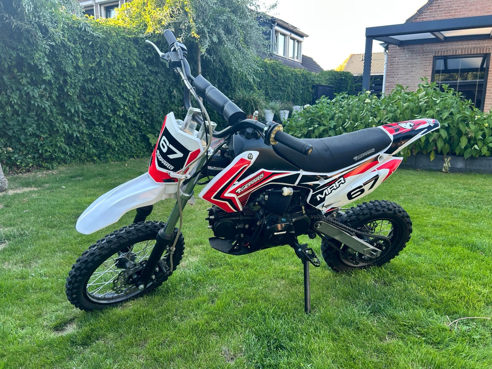 Pitbike Gepard 110cc semi-automaat met elektrische start, Fietsen en Brommers, Ophalen, Gebruikt, Schijfrem, Pitbike