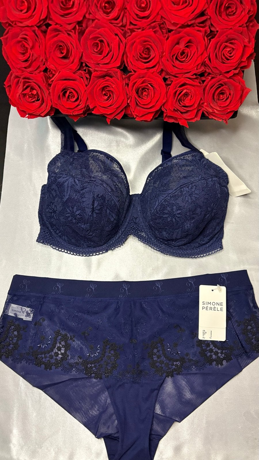 Simone Perele Lingerie Set - BH 75F & Slip M-L, Verzenden, Blauw, Setje