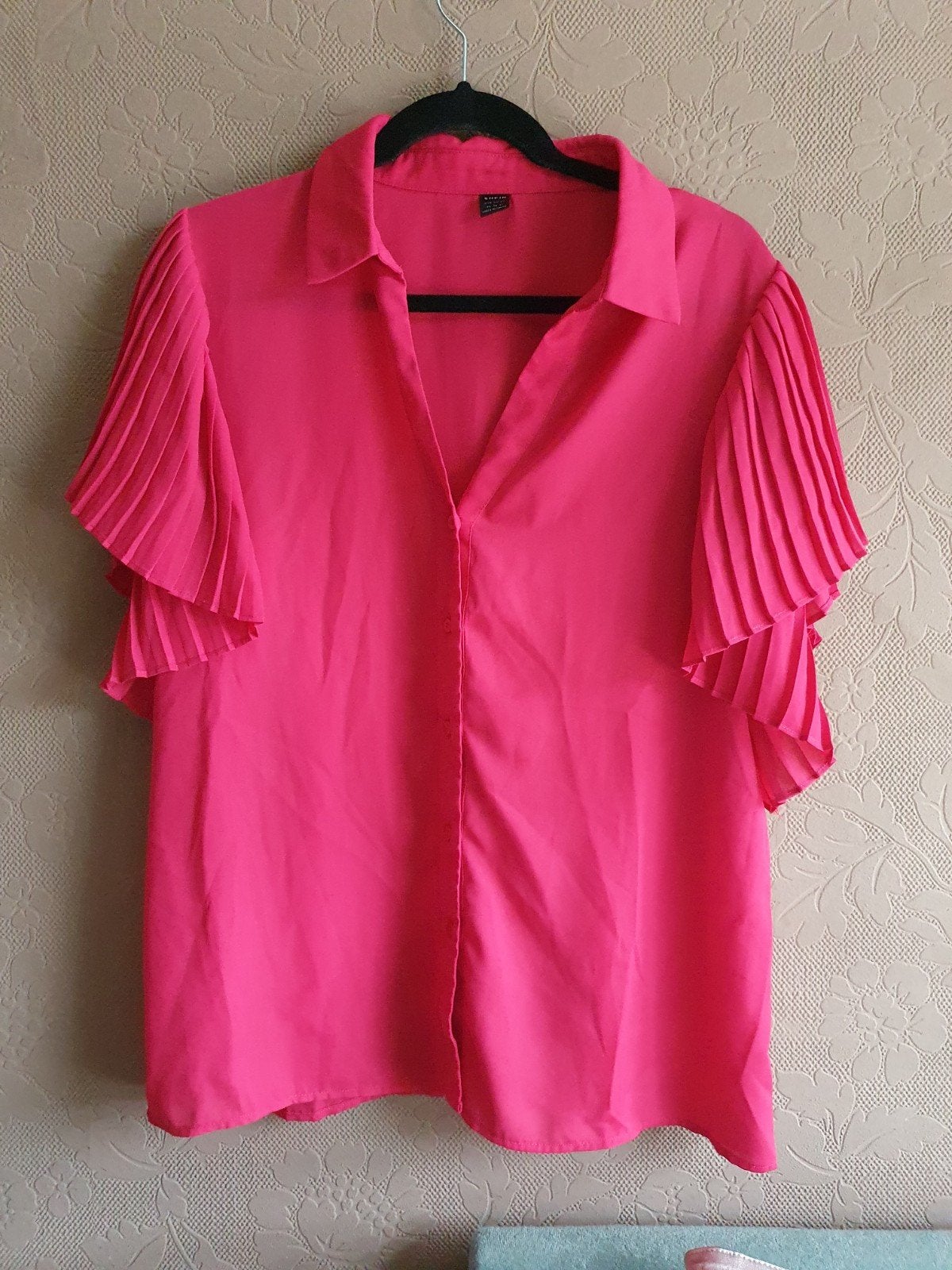 Roze damesblouse met geplooide mouwen - Shein, Maat 46/48 (XL) of groter, Ophalen of Verzenden, Zo goed als nieuw, Roze