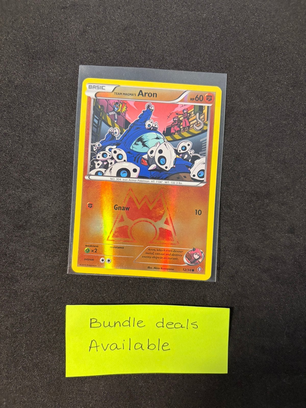 Pokemon kaart Team magma’s Aron Dcr 12 - Double Crisis, Ophalen of Verzenden, Zo goed als nieuw, Losse kaart