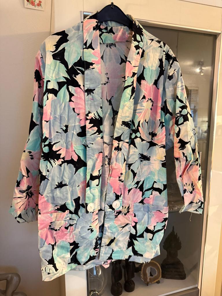 Vintage Bloemen Kimono Jasje - 100% Katoen maat 42, Kleding | Dames, Ophalen of Verzenden, Zo goed als nieuw, Maat 38/40 (M), Overige kleuren