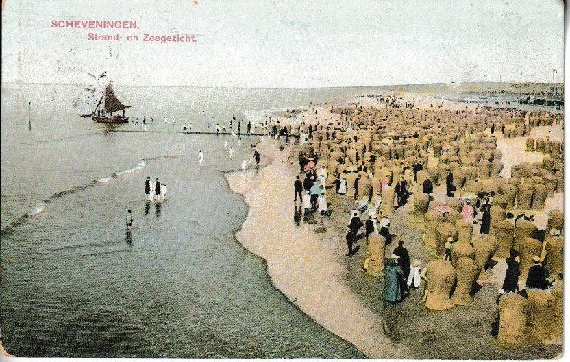 SCHEVENINGEN - STRAND en ZEEGEZICHT, Ophalen of Verzenden, Voor 1920, Gelopen, Zuid-Holland