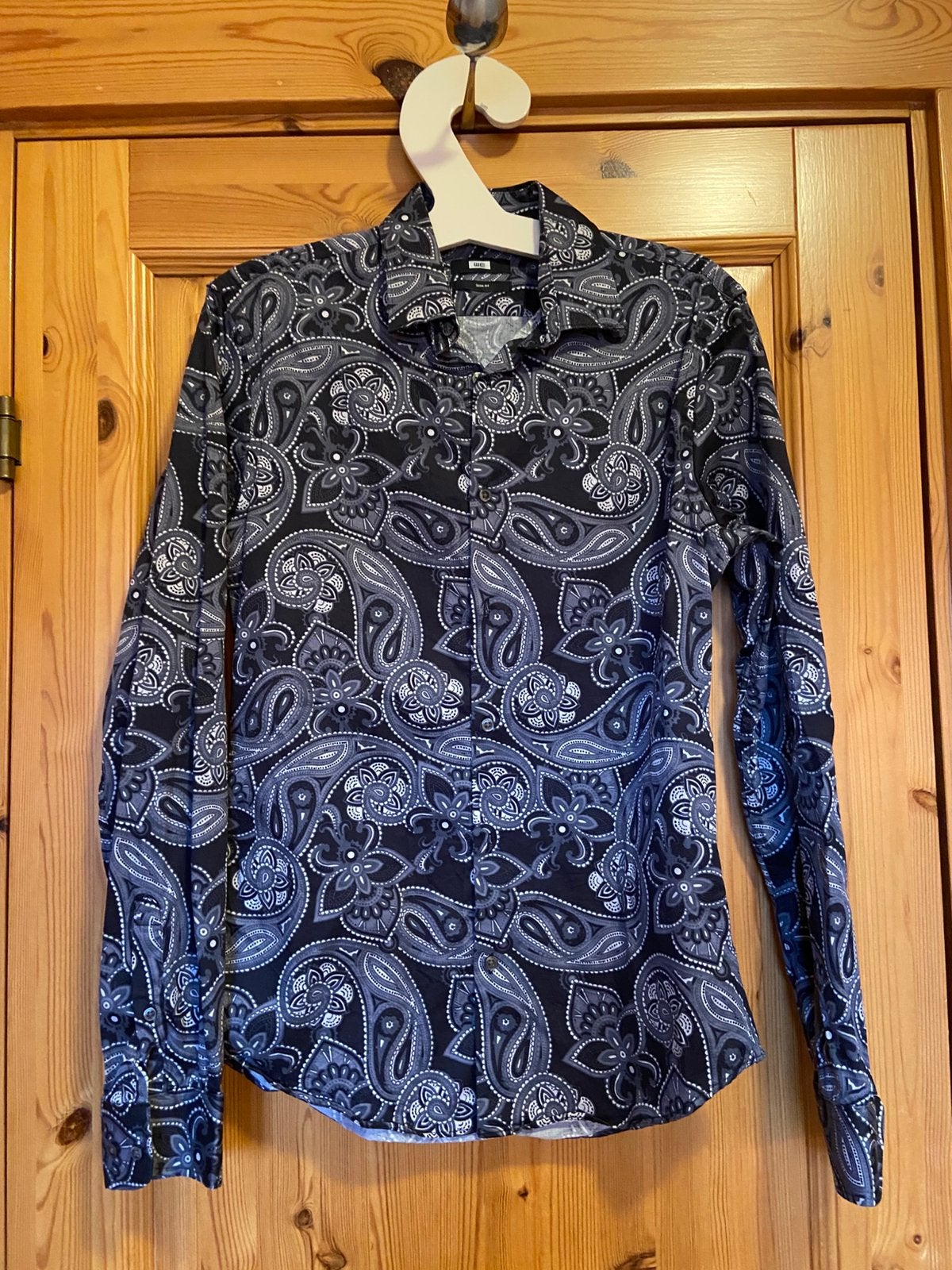 Overhemd blouse zwrt We Slim fit S lange mouw, Ophalen of Verzenden, Zo goed als nieuw, Zwart, Halswijdte 38 (S) of kleiner