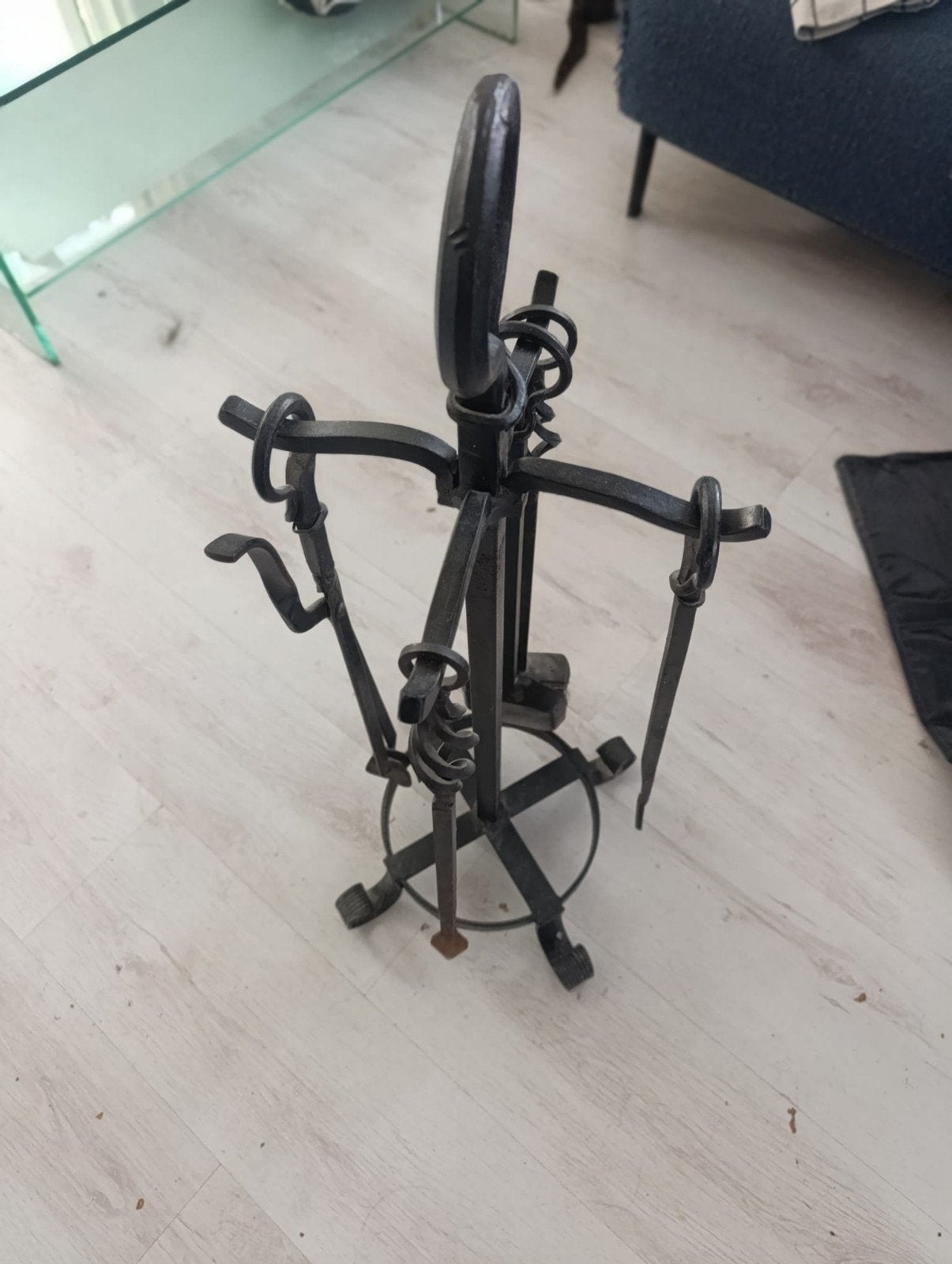 Antieke gietdijzeren haardset - compleet, Ophalen of Verzenden, Gebruikt, Vrijstaande haard, Houthaard