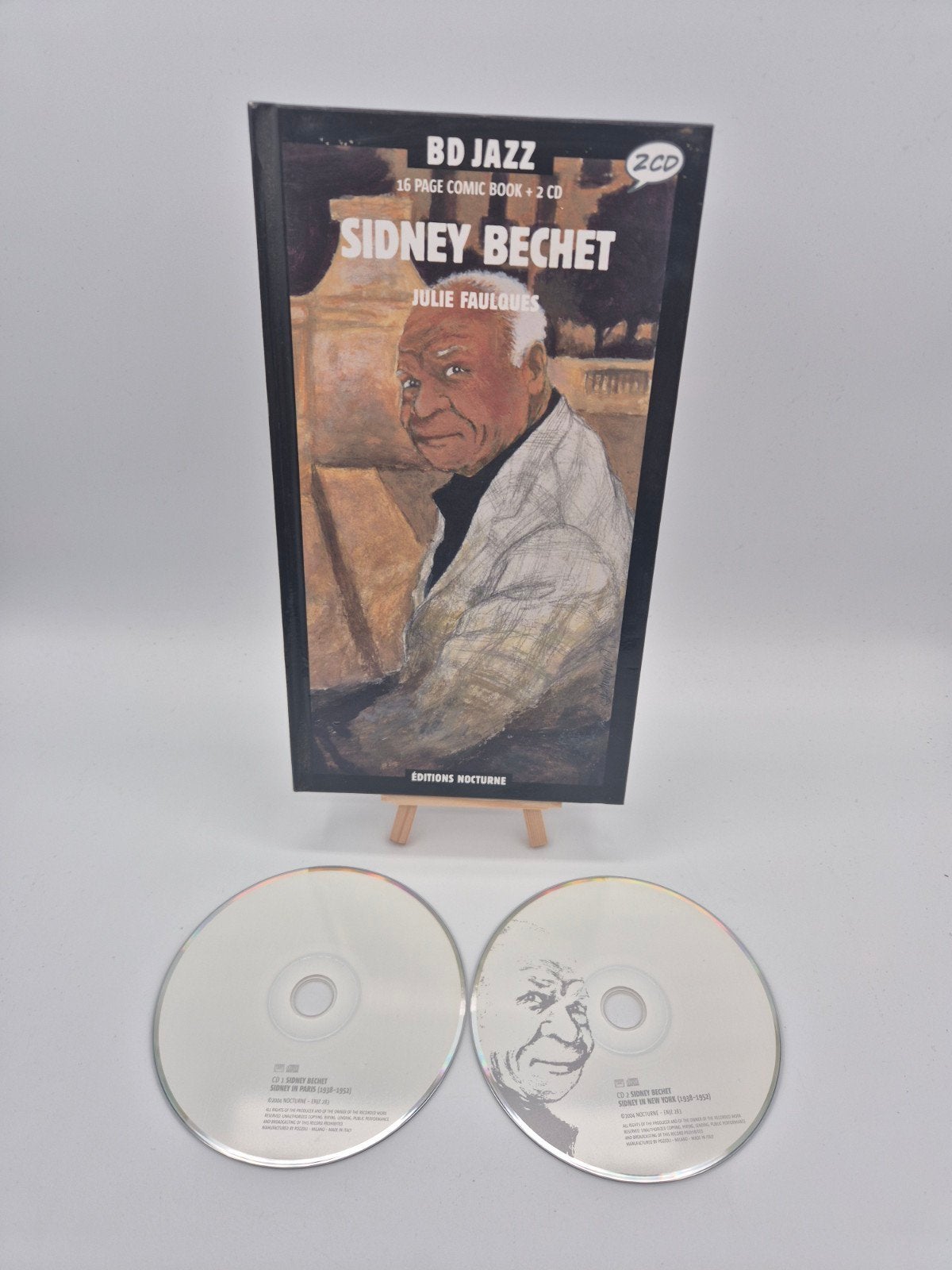 BD Jazz Sidney Bechet - 16 pagina's stripboek + 2 CD's, Boxset, Inclusief boekje, Ophalen of Verzenden, Zo goed als nieuw