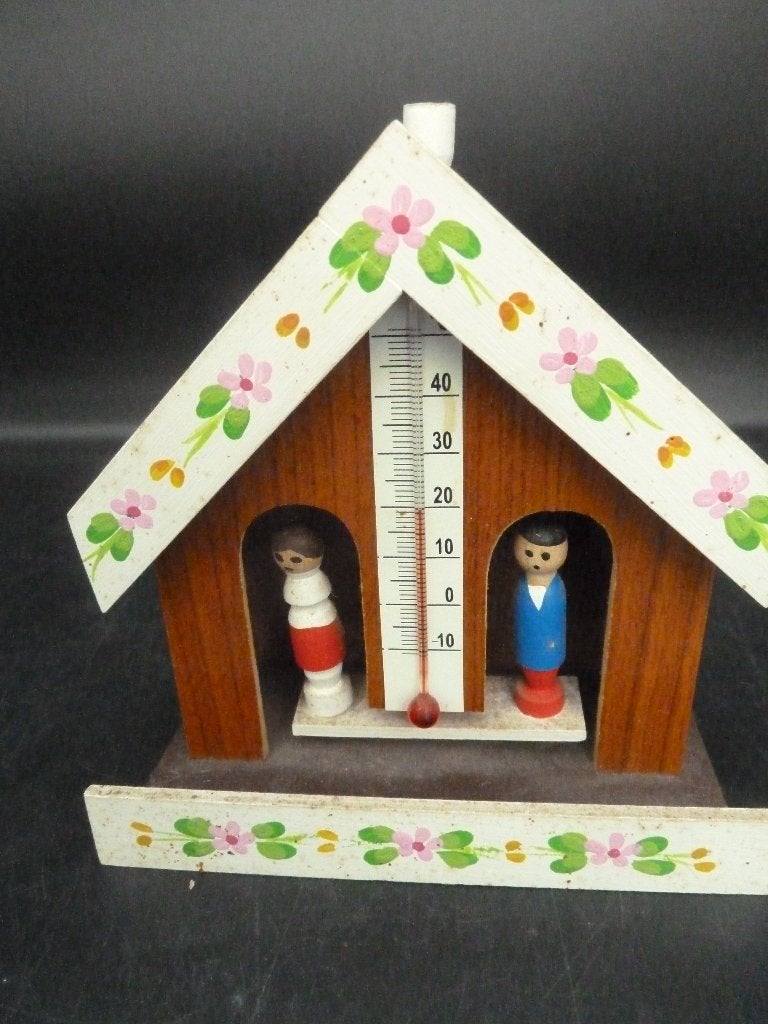 Vintage weerhuisje/ thermometer/ hygrometer ertsgebergte, Ophalen of Verzenden