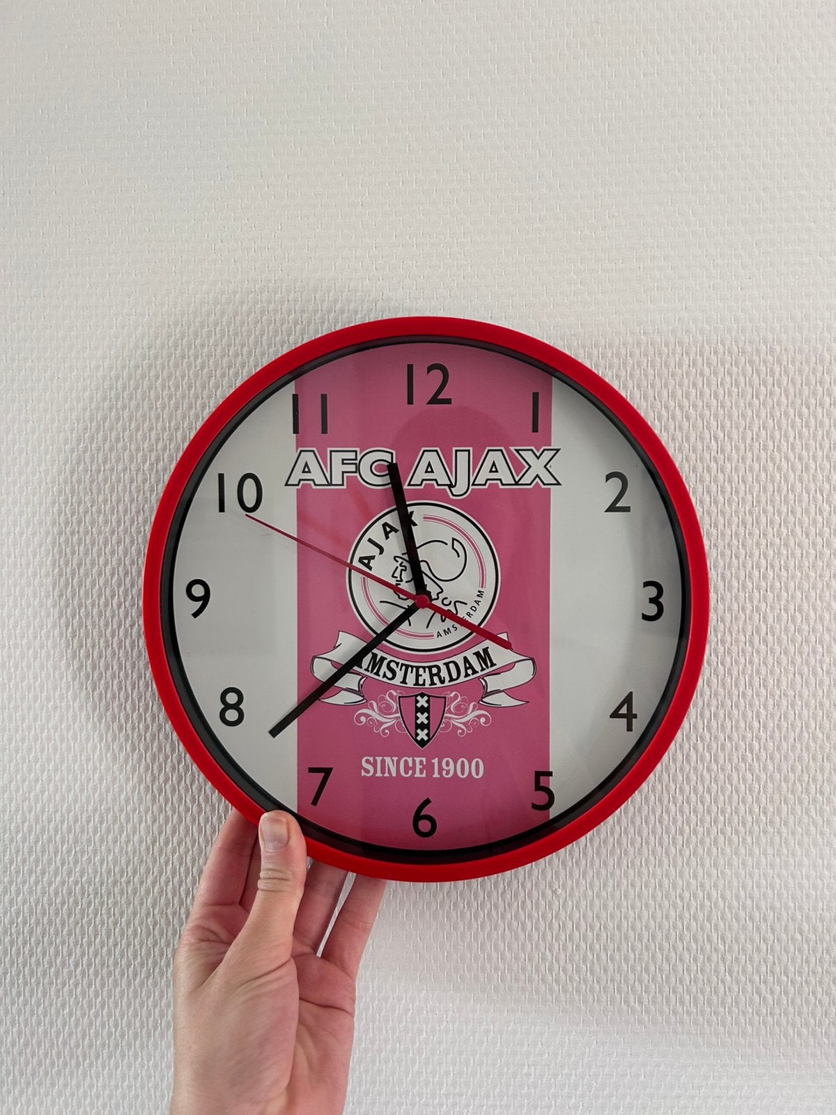 Ajax klok rood / wit, Ophalen of Verzenden, Gebruikt, Ajax, Overige typen