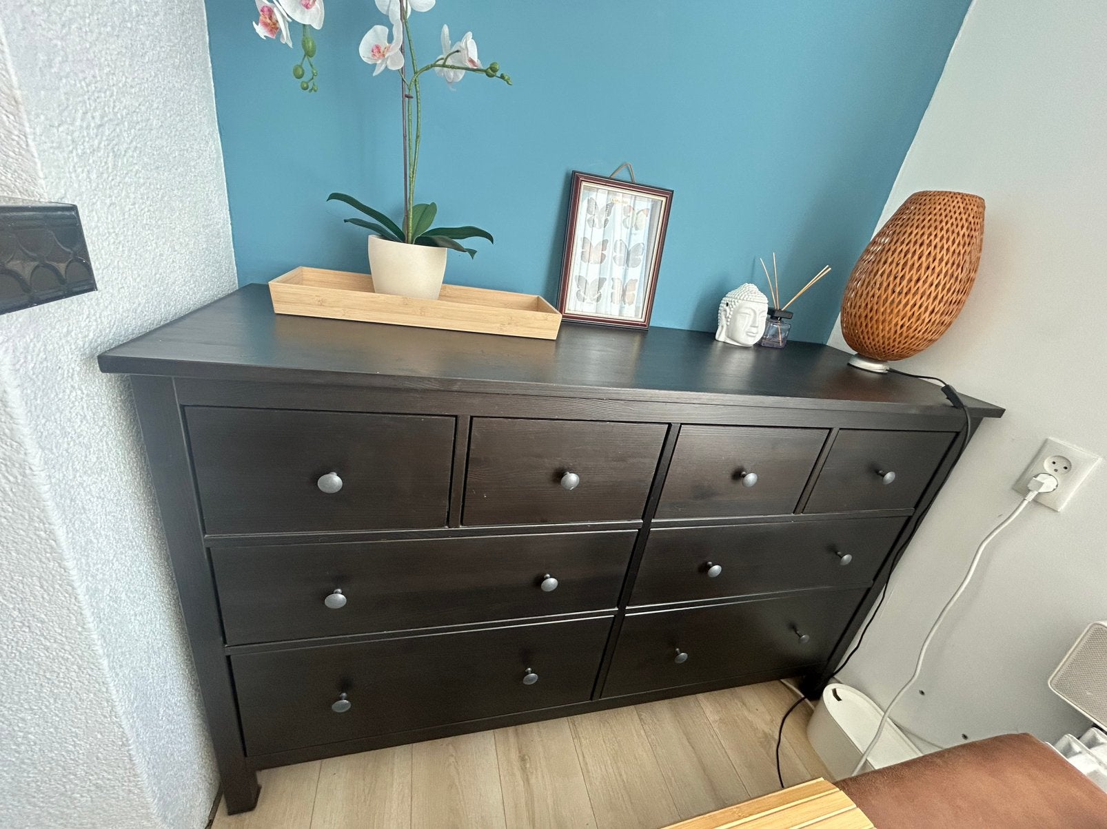 Ikea Hemnes Ladekast 8 Lades Zwart, Ophalen, Zo goed als nieuw, 25 tot 50 cm
