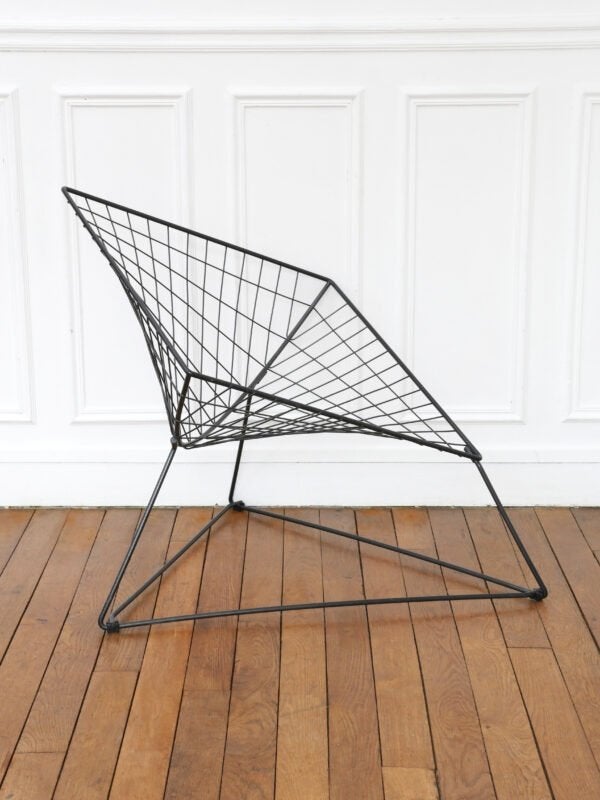 Vintage IKEA Oti Niels gammelgaard stoel zwart staal, Gebruikt, Vintage, Mid-century Modern minimalistisch, 75 tot 100 cm, Ophalen of Verzenden