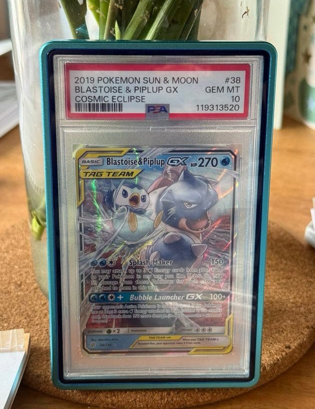Pokemon | Blastoise piplup 38 psa 10 tag team sun & moon ✅✅, Ophalen of Verzenden, Zo goed als nieuw