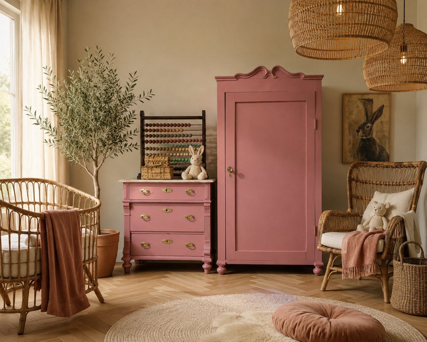 Babykamer roze vintage meidenkast linnenkast commode, Ophalen, 50 tot 70 cm, 105 cm of meer, Nvt