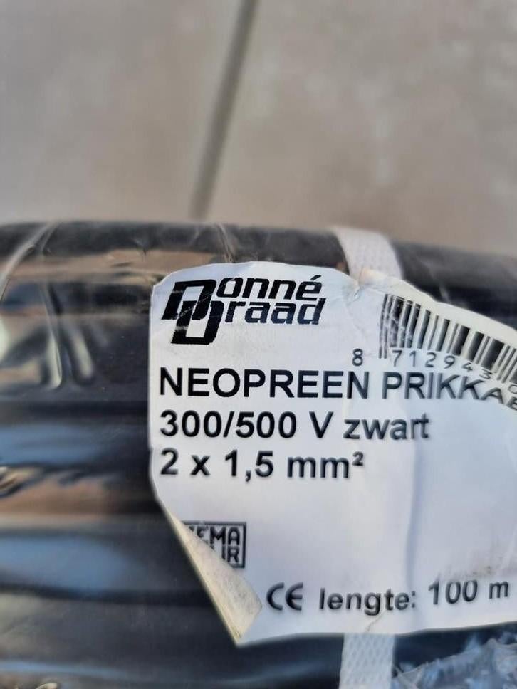 2 Rollen prikkabel donne 2x1,5mm2 met fittingen, Ophalen, Nieuw, Kabel of Snoer