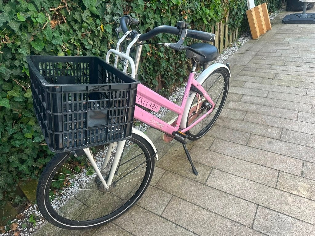 Vrolijke roze BSP Bold Transportfiets met Krat, Fietsen en Brommers, Fietsen | Dames | Damesfietsen, Ophalen, Gebruikt, Overige merken
