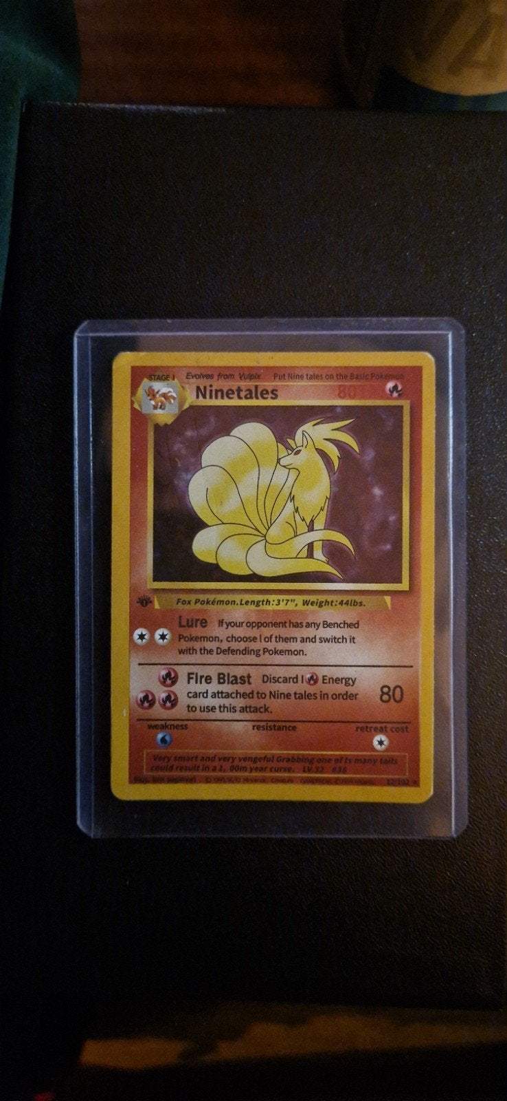 Ninetales niet Shadowless Base Set Pokémon Kaart, Ophalen of Verzenden, Zo goed als nieuw, Losse kaart