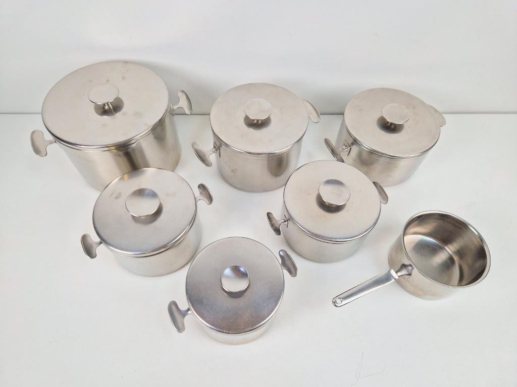 Set 7 Vintage Gero Zilmeta Dick Simonis pannenset pan '60, Huis en Inrichting, Keuken | Potten en Pannen, N, Pannenset, Ophalen of Verzenden