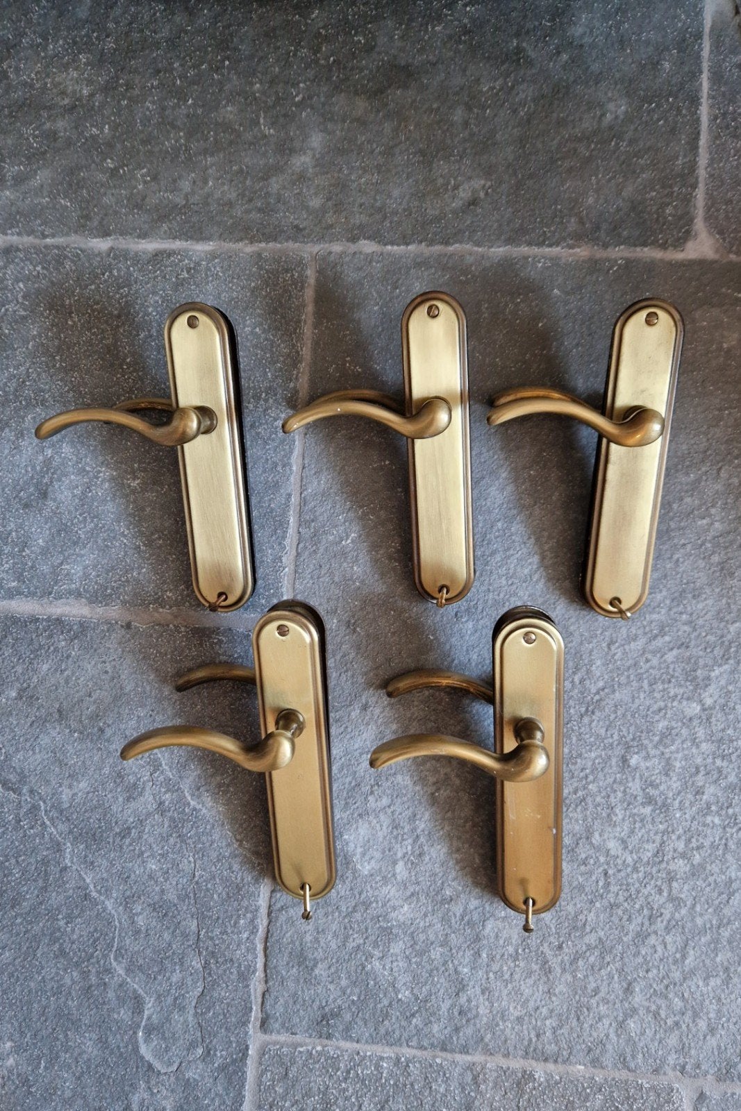 5x klassieke messing deurklink, Doe-het-zelf en Verbouw, Ophalen, Gebruikt, Koper of Messing, Klink of Kruk