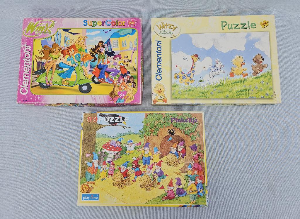 3 Kinderpuzzels - 99 stukjes + 2x 104 stukjes, Ophalen of Verzenden, Meer dan 50 stukjes, Gebruikt, 6 jaar of ouder