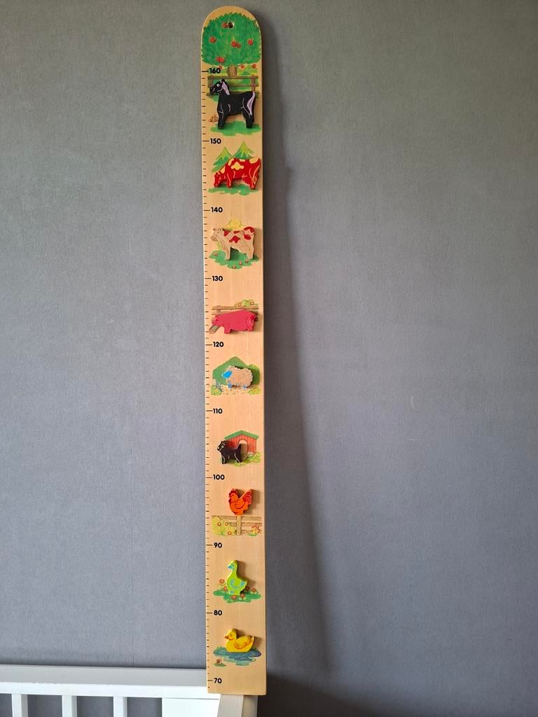 Houten groeimeter met boerderijdieren, Ophalen of Verzenden, Zo goed als nieuw